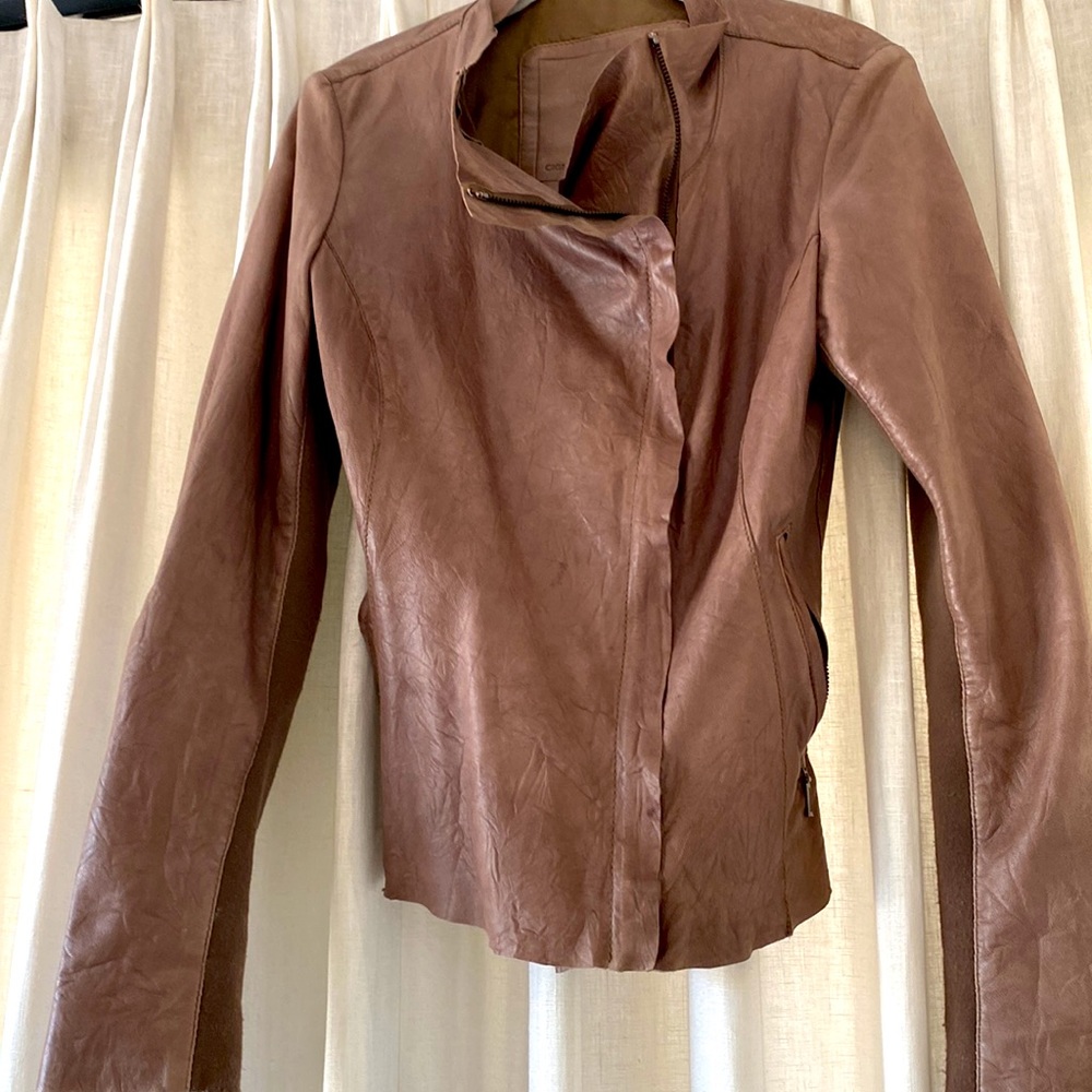 Thin  light brown leather jacket